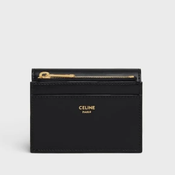 LIKE NEW!!! CELINE COMPACT WALLET WITH COIN TRIOMPHE IN Shiny Calfskin TRIFOLD - Picture 4 of 16